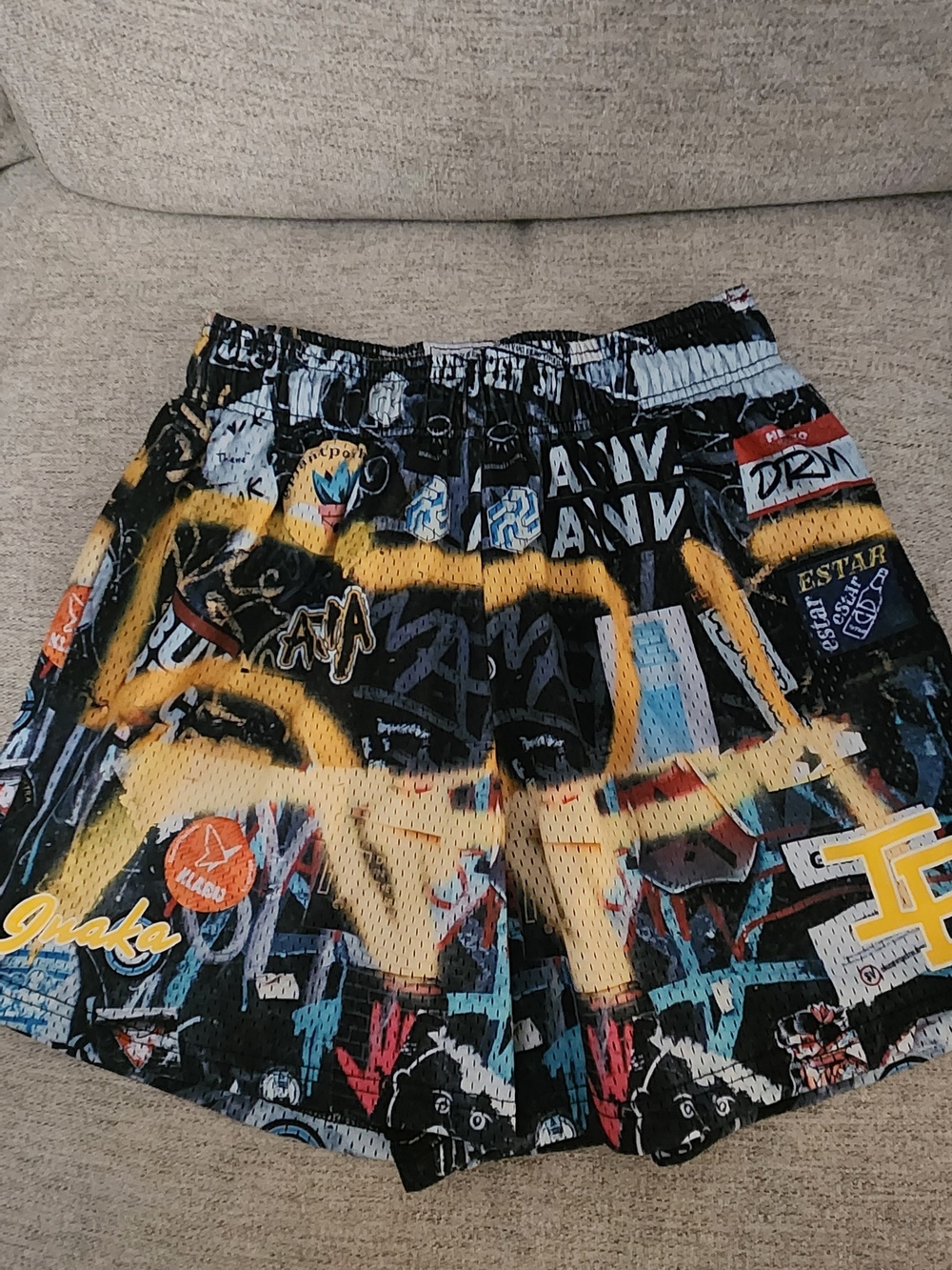Inaka Power Black Multicolor Graphic Athletic Shorts